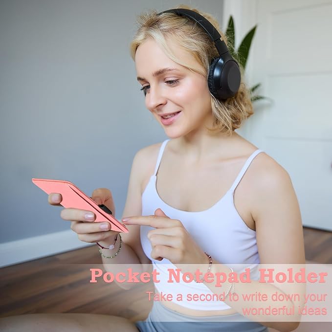 Leather Index Card Holder 3.8x6 Pink 3 x 5 PU Card Wallet Portable Pocket Notepad Holder with 25 Lined Sheets Mini Note Card Holder Writing Case with Card Slot Note Card Case for Record Sports No Pen