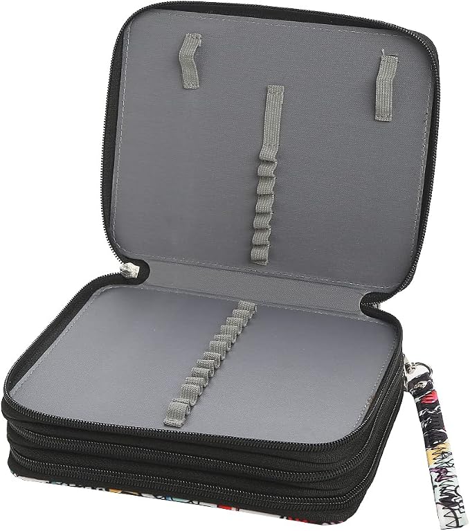 72 Slots Pencil Case Organizer w/Removal Handle Strap | 3-Layer Zipped Pencils Box Large for Colored Pencils Watercolor Pencils for Office and Travel for Artist