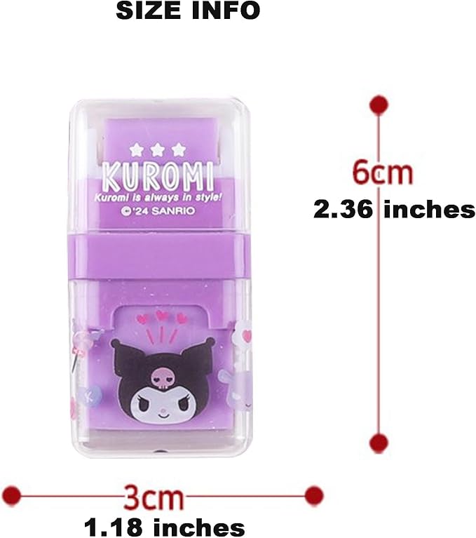 Cute Character Roller Eraser with Built-in Dust Cleaning Roller – Portable & Mess-Free Design - Purple