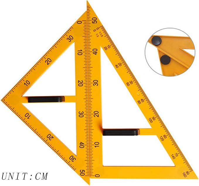 Magnetic Geometry Set on Whiteboard Math Classroom Large Protractor Triangle Ruler Plate Set Compass Drawing Tools for Teacher (3 Pieces)