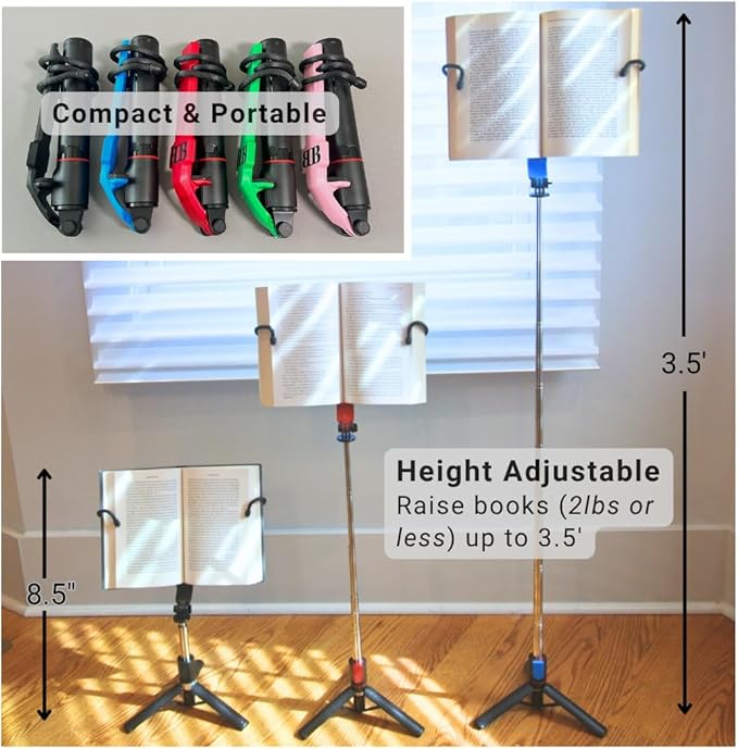 Height Adjustable Book Display for Comfort & Ease | Reading Accessory | Book Lover Gift | Portable Book Stand | Easily Turn Pages | Cookbooks, Magazines & Tablets | BookBuddy ™