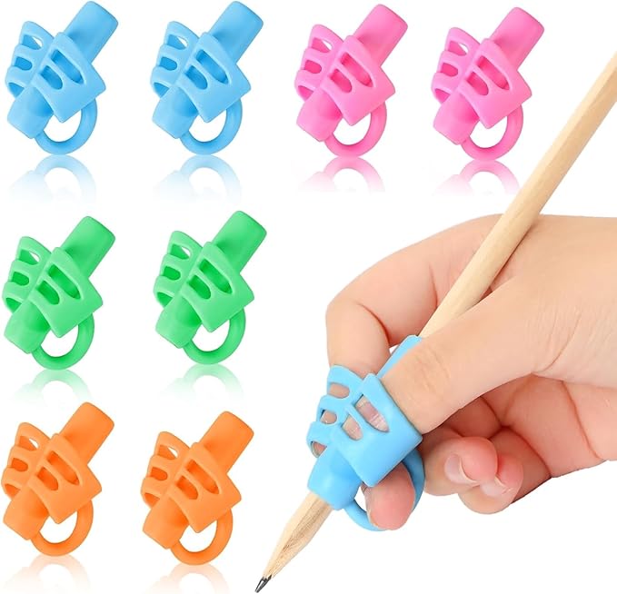 SANNIX 8 Pack Pencil Grips for Kids Handwriting, Pencil Holder Grip Posture Correction Training Pen Writing Aid Tool for Preschools & Elementary Schools