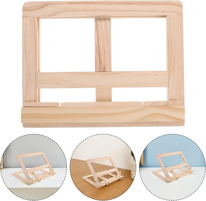 NUOBESTY Wooden Adjustable Stand Ergonomic Book Holder for Textbooks and Recipe Books Portable Foldable Design for Easy Storage and Heat Dissipation