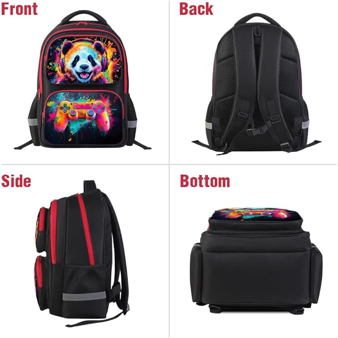 Cartoon Kids Backpack for School - 17 Inch Lightweight Bookbag with 3D Reflective Design & Luminous Safety Strips | Durable 600D Polyester, Adjustable Straps for Ages 6-18
