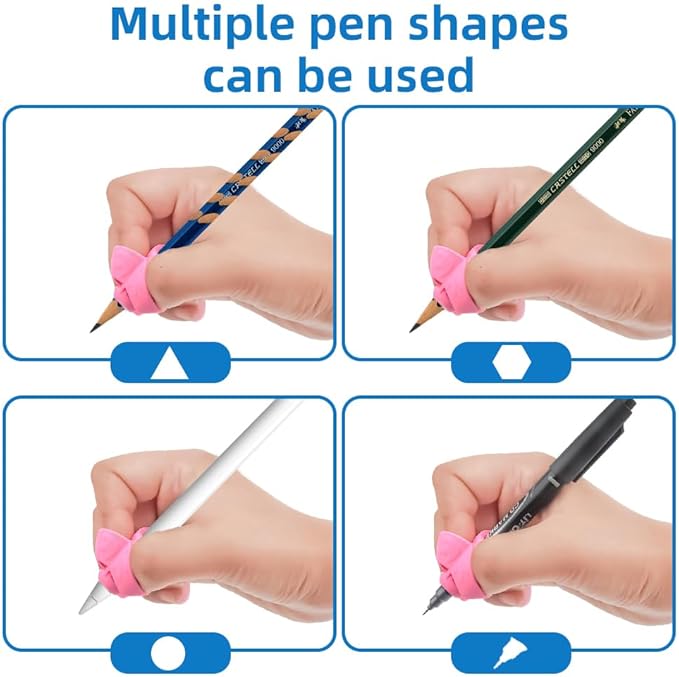 Grips for Pencil for Kids Handwriting, 8 Pcs Pen Grips, Ergonomic Pencil Grippers Holder for Kids, Writing Posture Correction with Cushion for Toddlers, Adults, Preschooler, Special Education Supplies
