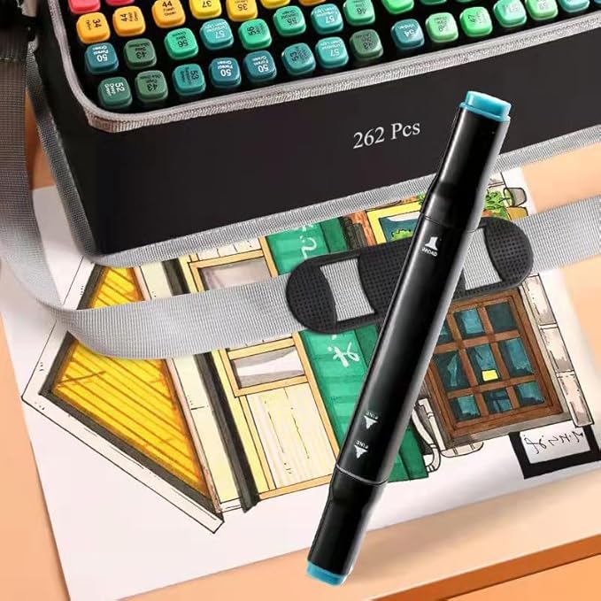 Alcohol Markers, 262 Colors Art Drawing Markers Set for Kids Adults Dual Tip Permanent Sketch Markers, with Organizing Case