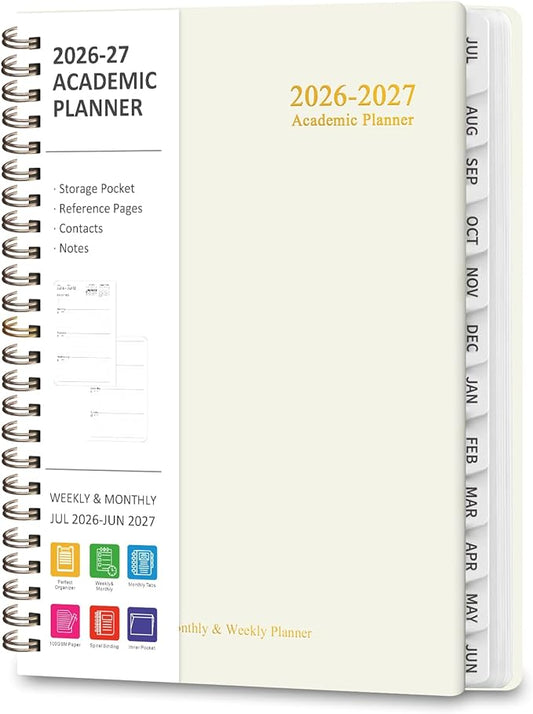 Planner 2026-2027, Weekly and Monthly Academic Planner, July 2026 - June 2027, Hardcover Calendar Agenda Book for School Year Planning, School Supplies for Teacher and Student, A5(6.3'' x 8.5'')