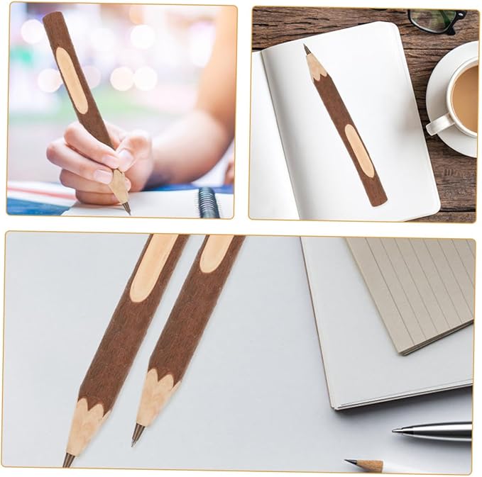 Ciieeo 10pcs Tree Bark Texture Wood Ballpoint Pens 17cm Small Portable Writing Pens Biodegradable for Office and School Use
