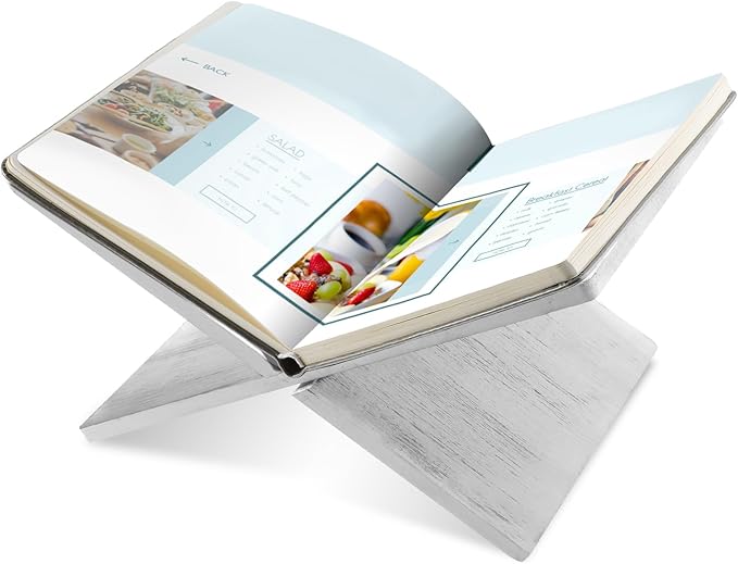 Geetery Book Stand Book Holder for Display Reading Textbook Holder Open Display Stand for Open and Closed, Cookbook, Magazines, Textbooks, Recipe(White)