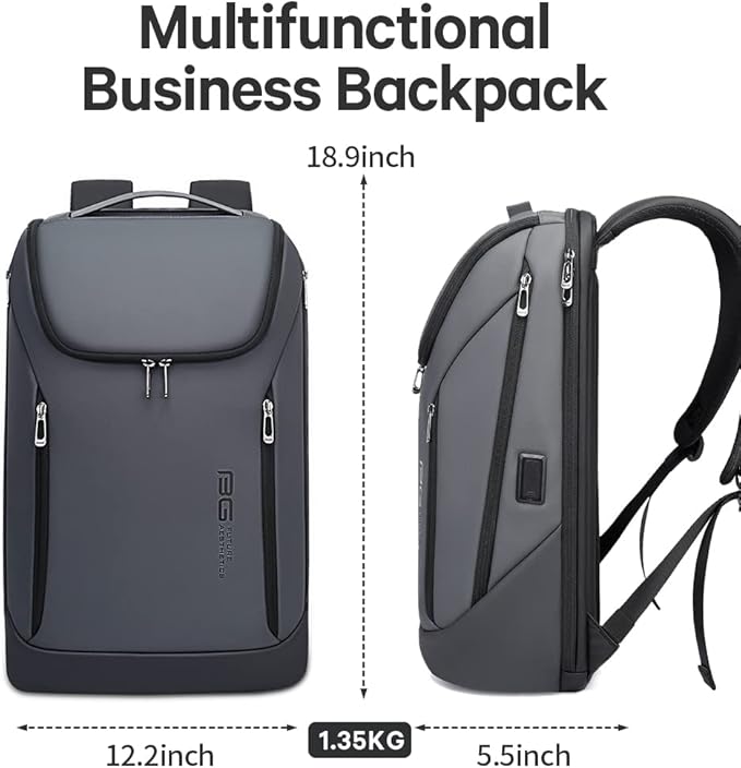 BANGE Business Smart Backpack Waterproof fit 15.6 Inch Laptop Backpack with USB Charging Port,Travel Durable Backpack