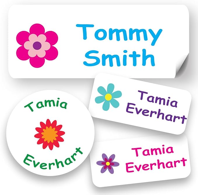 120-ct Personalized Waterproof Name Labels – 3-Line Custom Stick-On Tags for Daycare & Camp – Dishwasher-Safe, Cute Pastel Designs, Pre-Cut