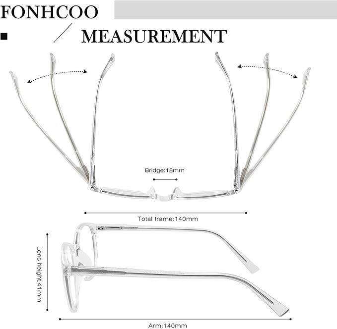 FONHCOO Stylish Blue Light Glasses Women Men Eyeglasses, TR90 Fashion Round Transparent Eye Glasses (Clear)