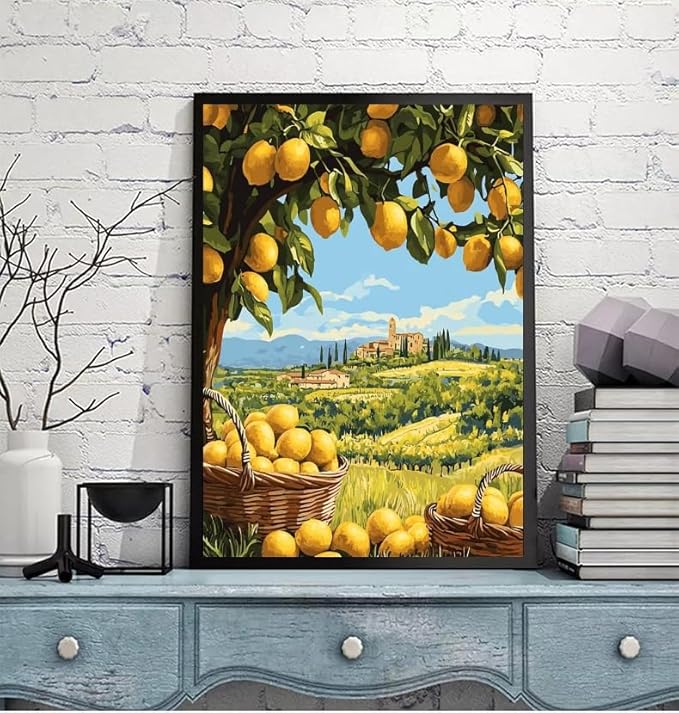 5DDIYART Paint by Numbers for Adults Beginner, Lemon Tree Paint by Number Kits on Canvas Without Framed,Paint by Easy Acrylic Painting Home Wall Decor 16x20inch