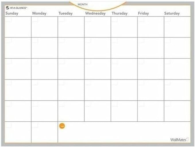 AT-A-GLANCE AW502028 WallMates Self-Adhesive Dry Erase Monthly Planning Surface, 24 x 18