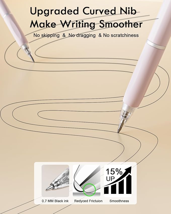 Gel Pens, 12 Pcs 0.7mm Quick Dry Black Ink Pen, Cute Ergonomics Fine Point Smooth Writing Pens, Back to School Office Supplies Fun Aesthetic Pen Gifts for Girl Student Women