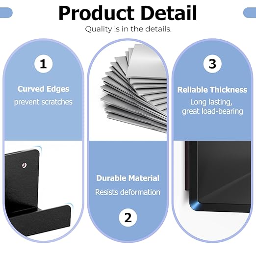 Magnetic Book Shelf for Whiteboard, Metal Reusable Book Holder,Use for Classroom, Office, Refrigerator,School Supplies-Black