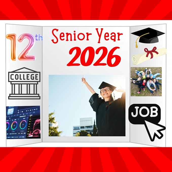 PJ Goods 24 Pcs White Tri Fold Poster Board 36" x 48 for Science Fair Presentation Displays, School Projects, Business Displays, 4H, Sports, Graduations/Senior Night, Lightweight and Foldable