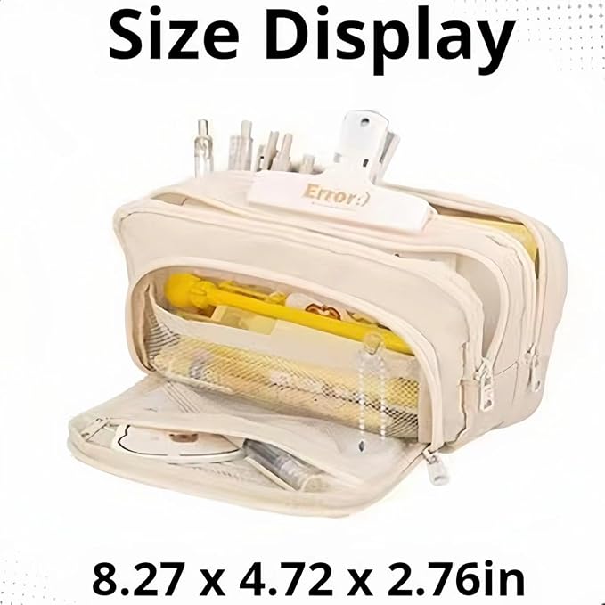 Big Capacity Pencil Case 3 Compartments Large Pencil Pouch Pen Bag Pencil Box Holder Organizer Simple Storage Aesthetic Stationery Cosmetic for Adults Men Women Office Essentials (Green)