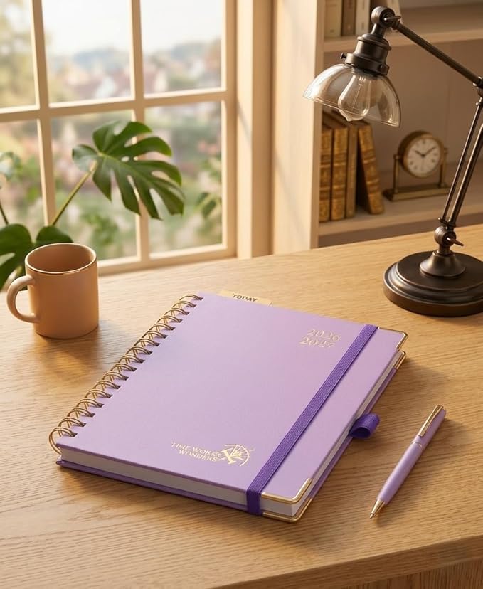 POPRUN 2026-2027 Monthly Planner, 18 Month Calendar (July 2026-Dec 2027), 6.25" x 8.5" A5 Spiral Hardcover Organizer with Dotted Note Pages, Professional Appointment Book for Business Office, Students & Teachers - Violet