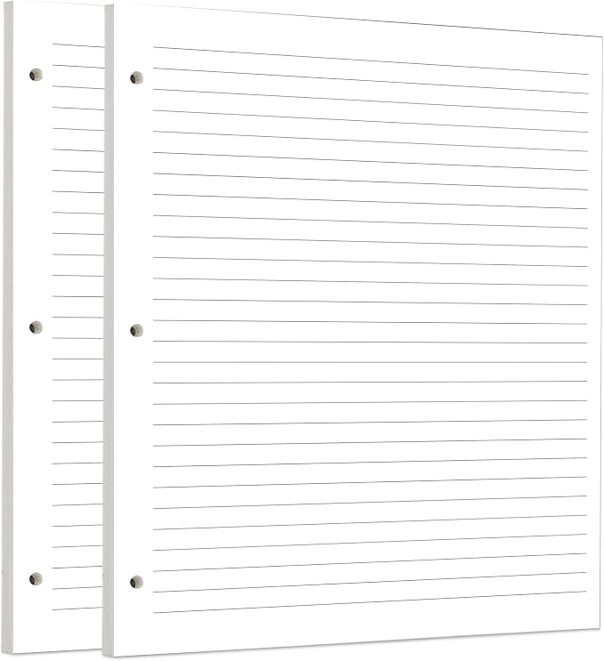 Zelten 2 Pack Letter 90 Sheets/180 Pages Lined Loose Leaf Punched Paper Refills Paper for 3 Hole Binder Personal Organizer Diary Notebook Refillable Planner