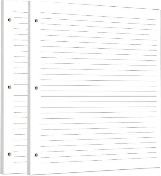 Zelten 2 Pack Letter 90 Sheets/180 Pages Lined Loose Leaf Punched Paper Refills Paper for 3 Hole Binder Personal Organizer Diary Notebook Refillable Planner