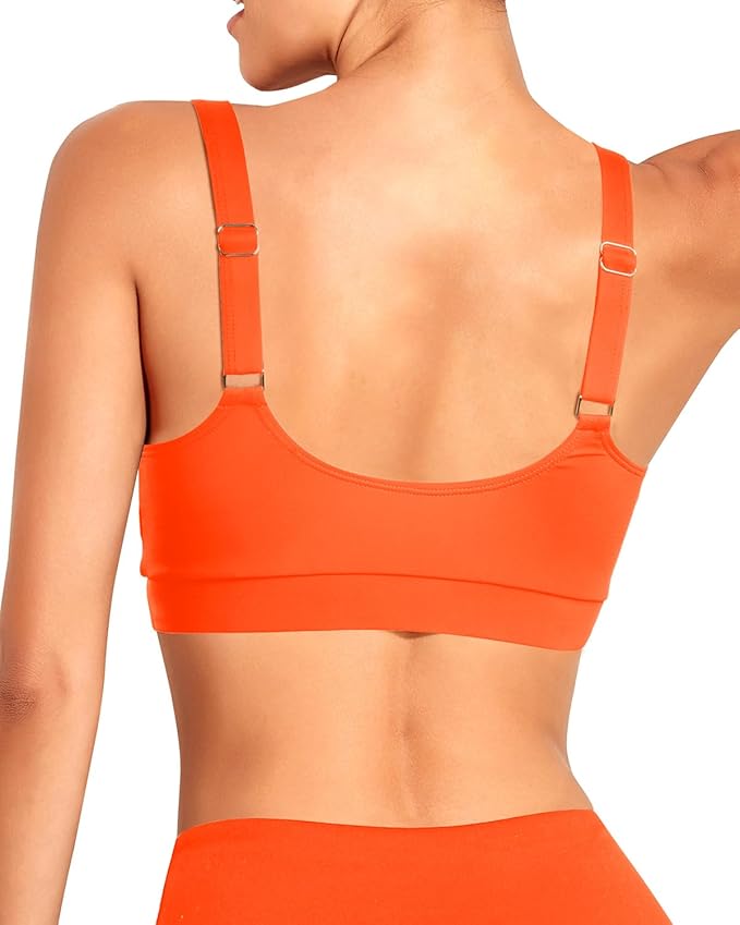 Tempt Me Women Sports Bra Bikini Tops Scoop Neck Bathing Suits Top Padded Swim Crop Tops Only