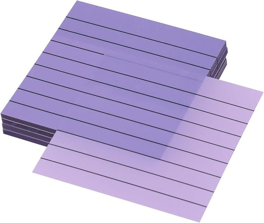 ONLYKXY 4 Pack Transparent Sticky Notes 7.6x7.6CM Self-Stick Book Tabs 200 Sheets Waterproof PET Markers Sticky Notes Pad (Grayish Purple - with Line)