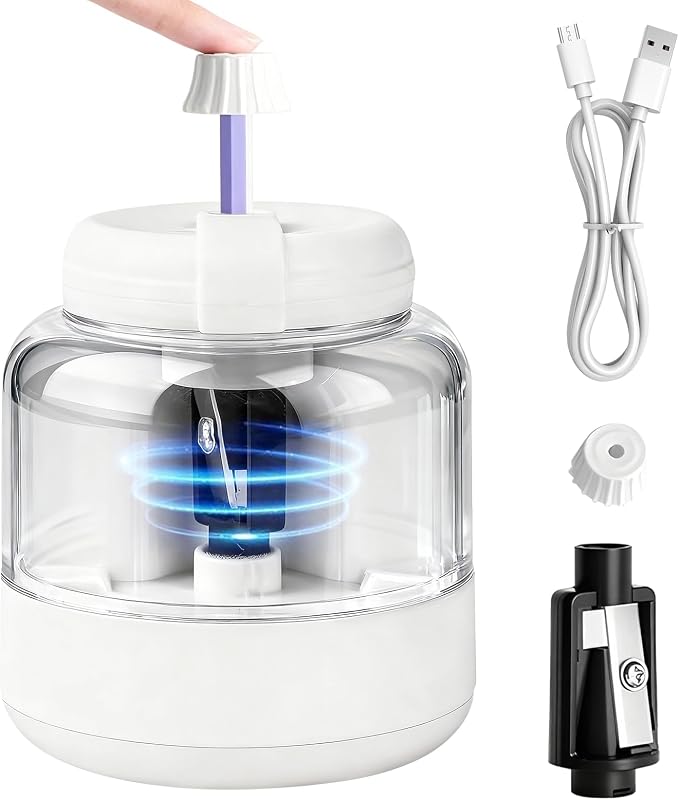 Electric Pencil Sharpener, Rechargeable Automatic Pencil Sharpeners for Kids Rechargeable Portable Small Pen Sharpener for Kids Gift,Can Replacement Blades,for in for 6-8mm Pencils for Home/School