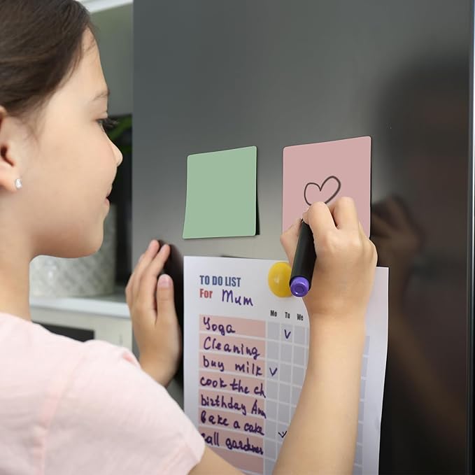 24 Pcs Reusable Dry Erase Sticky Notes 3"x 3" Whiteboard Labels Peel & Stick Dry Erase Colorful Labels and 2 Black Marker for Office Classroom Home Notes Lists Reminders Planning Teach(Morandi Color)