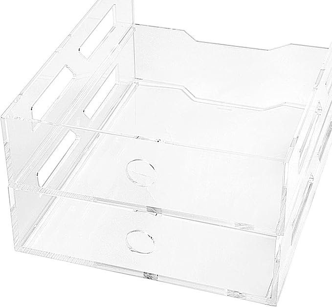 Acrylic Letter Tray Two-Tier A4 Size, Clear Stackable Paper Trays, File Paper Holder, Desktop File Organizer, Stackable Document Organizer, Workspace Letter Tray