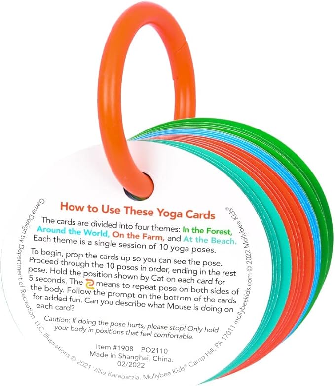 MOLLYBEE KIDS Preschool Yoga Cards for Kids, Set of 40 Poses and Activities, Beginner Yoga for Kids, Gifts for Ages 3+