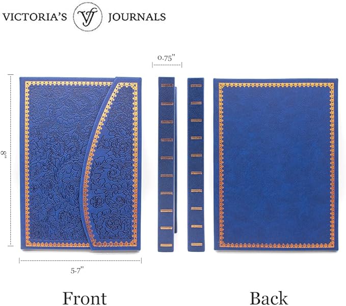VICTORIA'S JOURNALS Magnet Journal, Carving Vintage Notebook Faux Leather Hard Cover Personal Diary Lined Pages Ribbon Bookmark, 8'' x 5.7''