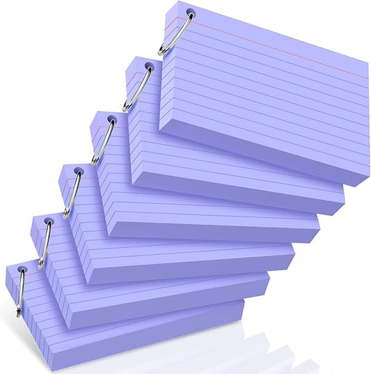 300 Count Index Cards 3 x 5 Inch Purple Flash Cards with Ring, Heavy Flashcards College Ruled Home Organization, Durable Study To Do List Note Cards with Ruled Lines for Office & School Supplies