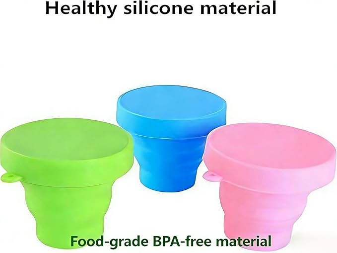 3-Pack Colorful Folding Silicone Cup Travel Cup Camping Cup
