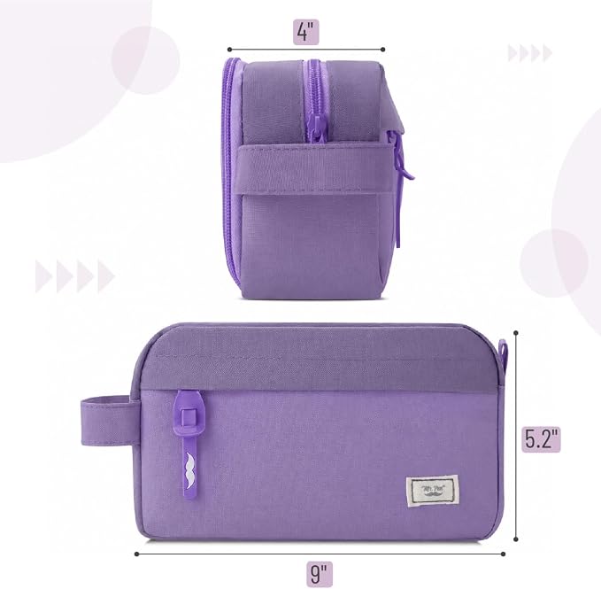 Mr. Pen- High Capacity Pencil Case, Large Pencil Pouch with 3 Compartments and 2 Pockets, Large Pencil Bag with Smooth Zipper, Cute Pencil Case Pouch Organizer, School Supplies for Teens