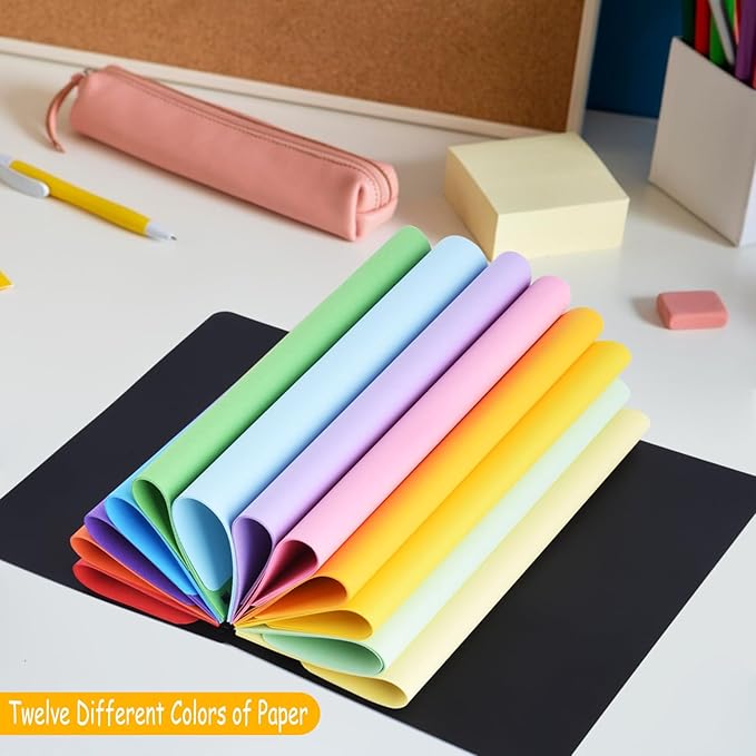 5x7in 12 Colors Paper Sketchbook, 80gsm Spiral Bound Art Journal Sketchbook, 92Sheets Acid-Free Travel Pocket Sketch Pad for Drawing, Illustration, Ideal for Most Dry Media