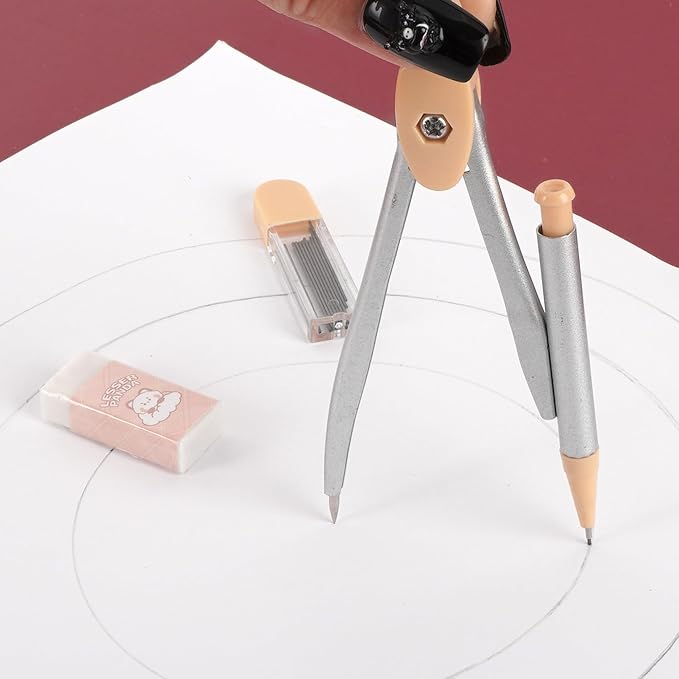 LABANCA 8 Pcs Compass Set with Protractor Rulers Pencil for Math Geometry (08336 Pattern C)