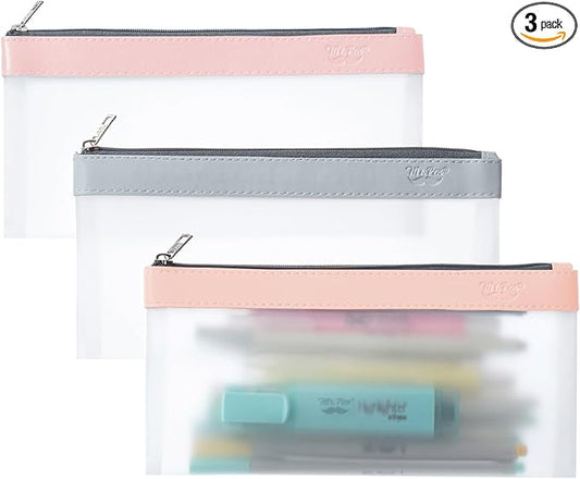Mr. Pen- Clear Pencil Pouch, 8.50"x4.25", 3 Pack, Durable TPU Material, Medium Water-Resistant Pencil Bags with Smooth Zipper, Multipurpose Clear Pouch for Stationery, School, Office, Travel Supplies