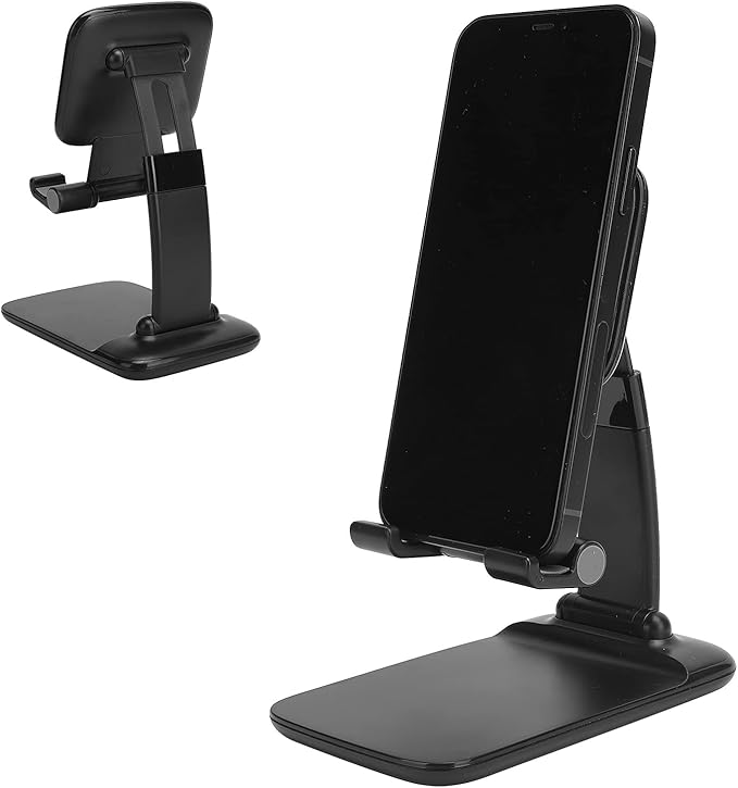 ciciglow Adjustable Desktop Mobile Phone Tablet Stand Holder for Webcast Online Meeting (Plastic Black)