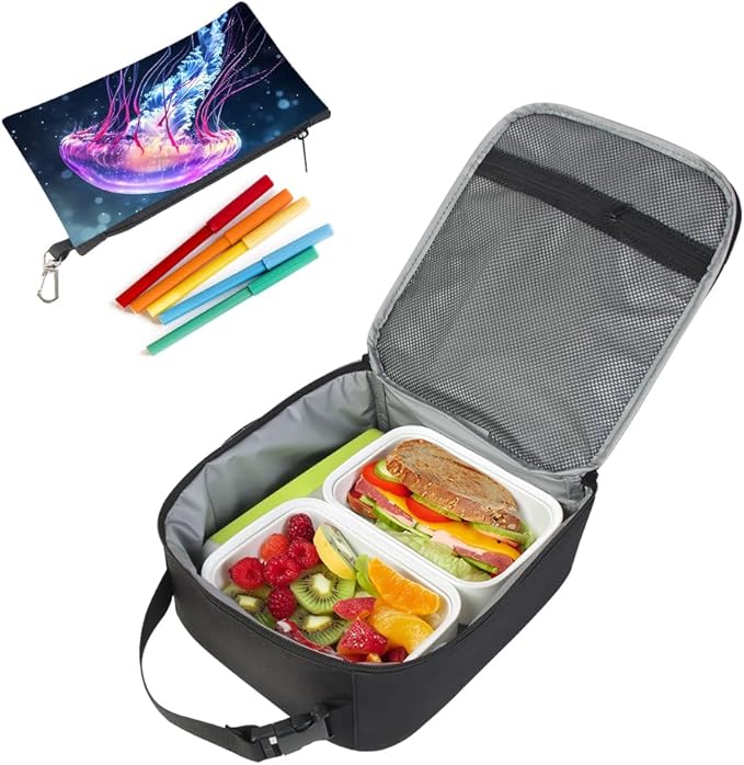HiMagics Kids Backpack for Boys Girls Preschool Kindergarten Backpacks Lightweight Elementary Middle School Bookbag with Lunch Box Set and Chest Strap （Jellyfish）