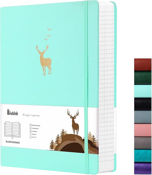 College Ruled Journal Notebook- 312 Pages A4 Softcover Large Journal, 100GSM Thick Paper, Leather Journal for Women Men Work School, 8.5''×11''-Mint