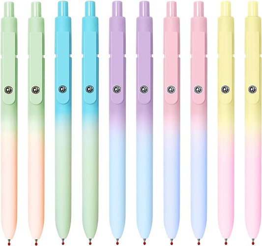 UIXJODO Gel Pens, 10 Pcs Black Ink Pens for Women, 0.7mm Medium Point Smooth Writing Pens with Silicone Grip, High-End Series Metal Clip Retractable Pens for Journaling Note Taking (10 Pcs Pastel)