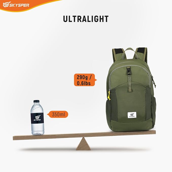 SKYSPER Small Packable Hiking Backpack 20L Anti-theift Travel Daypack | RFID Ultralight Foldable Walking Backpack with Water Bottle Holder, Nylon, Multi-compartment, Everyday Carry for Men Women