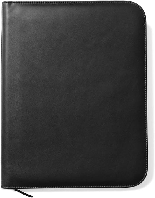Personalized Maruse Leather Portfolio Padfolio - Executive Folio for Men and Women with Zipper, Folio Document Organizer, Laptop Sleeve, iPad Case and Folder - Made in Italy, Monogram Black