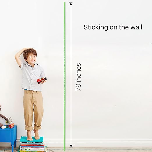 Height Measurement for Wall, Children Adult Height Measurement Rod, 3D Removable Growth Height Stick, Wall Mounted Splicing Height Ruler for Kids Baby Nursery 79 inch (Green)