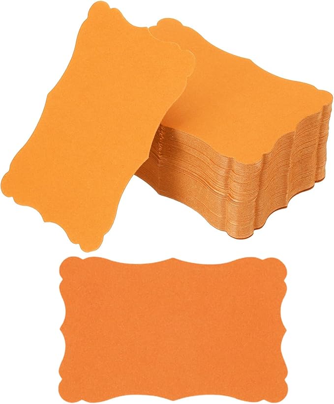 PATIKIL 3.7"x2.4" Blank Paper Business Cards, 120 Pack Small Index Flash Cards Words Message Note Card Mini Paper Tags Lace for DIY Gift, Orange