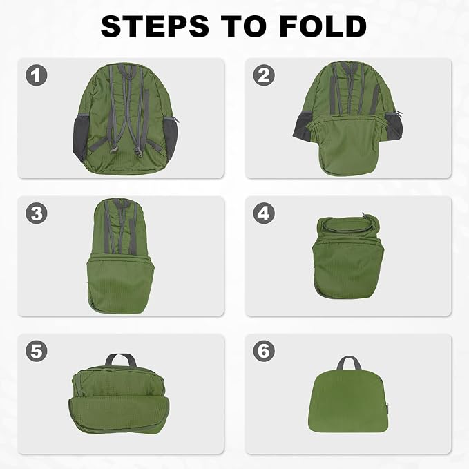 HOLYLUCK 20L lightweight packable Hiking Daypack Foldable Backpack for Men Women Small Travel Outdoor Foldable Shoulder Bag