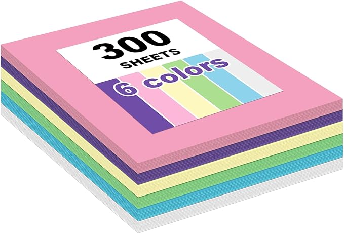 300 Sheets Colored Construction Paper for Art Craft Drawing 12"x 17.3", 80gsm Colored Craft Paper Medium Weight for Arts Party
