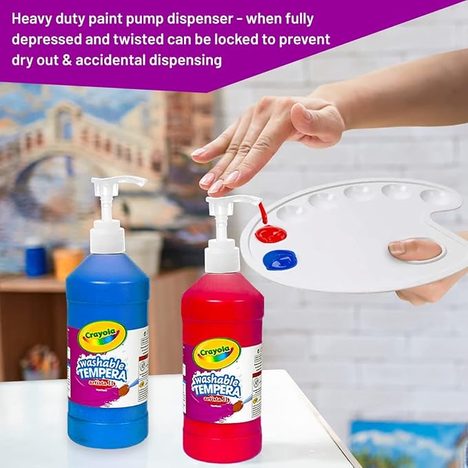 Kids Painting Set, Washable Paint for Kids with Pump Dispenser, Non Toxic Washable Finger Paints 16 oz Each Toddler Painting Supplies Gifting Bundle for Classroom