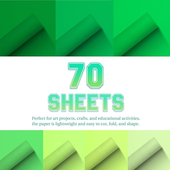 Construction Paper 8.5x11 in,70 Sheets,Set of 7 Colors 178GSM/65LB Heavyweight Construction Paper,Crafts,Arts,School Classroom Art Supplies Assorted Colors Bulk Paper